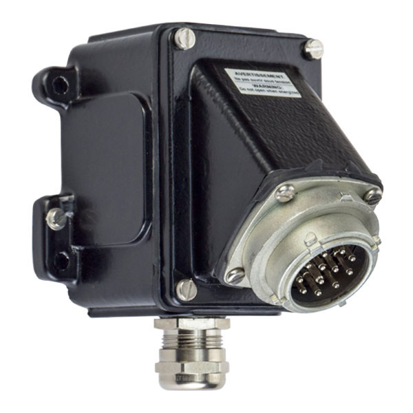 06-A6001-25M - PXN12c INLET/ANGLE ADAPTER/BOX 45 DEGREE METAL BLACK SIZE 1 IP 65/66 11P+G 10A 220 VAC 50/60 Hz M25 .350-.630 in